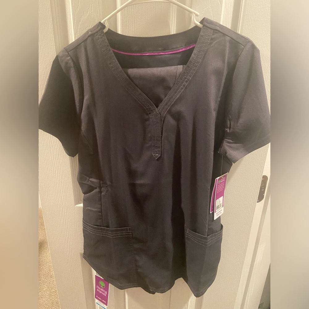 Size medium Healing Hands dark grey “Pewter” scrub set